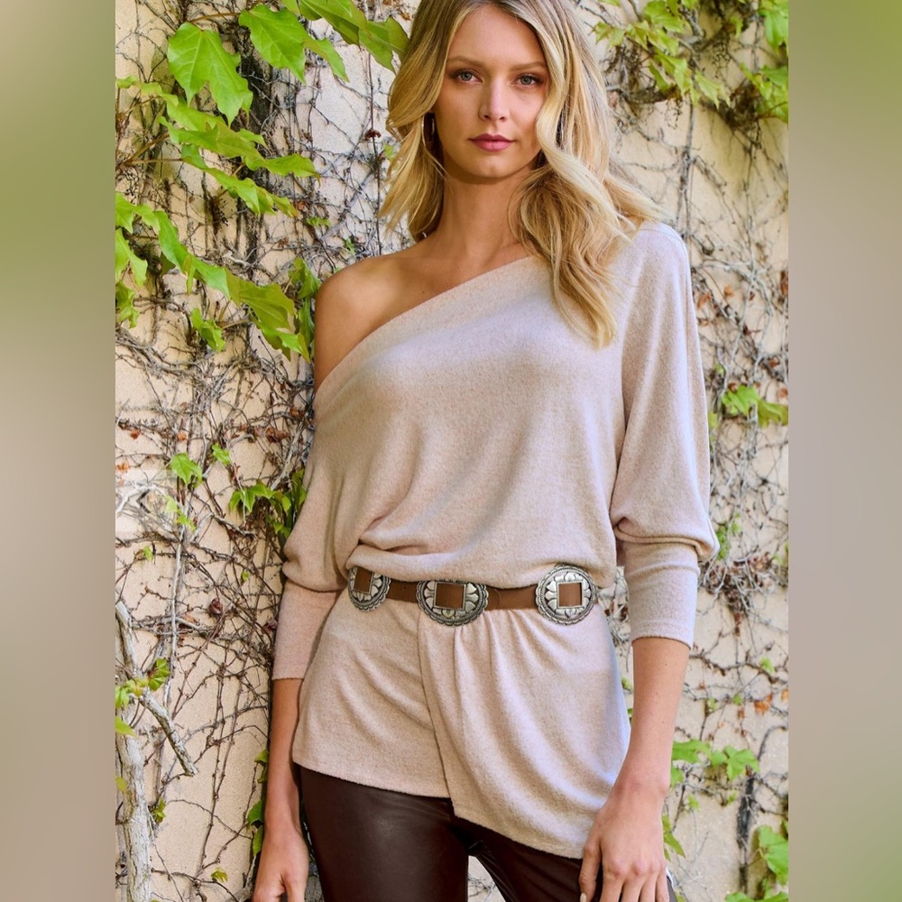 Boston Proper Asymmetrical Off the Shoulder Top Medium